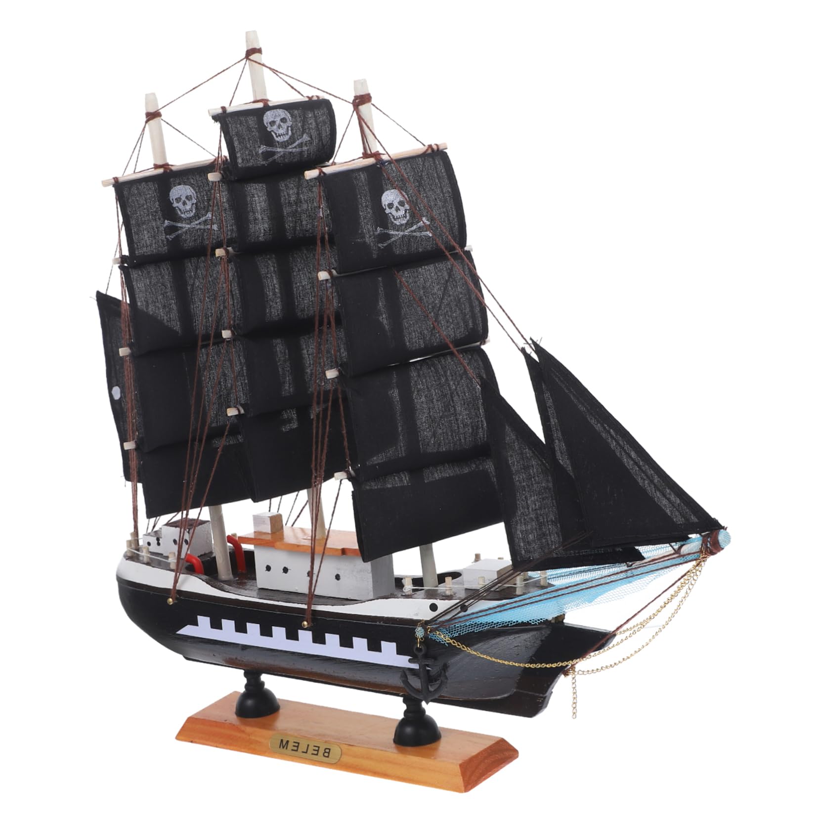GALPADA Modello Nave Pirata in Legno Nero da 33cm per Ragazzo Ragazza