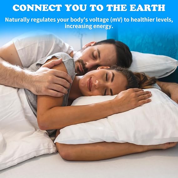Grounding Bed Sheet King Size,Grounding Sheet Earthing Sheets UK | Grounding Fitted Sheet with 10% Silver Fiber & 90% Organic Cotton,Full Wrap Grounding Mat Earthing Bed Sheet for Better Sleep