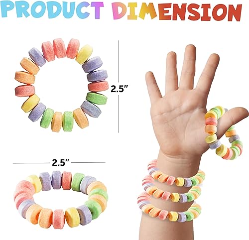 Miniatura 6 de Paquete de 36 pulseras de caramelo para niños de 2.5 pulgadas  Caramelos novedosos envueltos individualmente  Pulseras elásticas comestibles