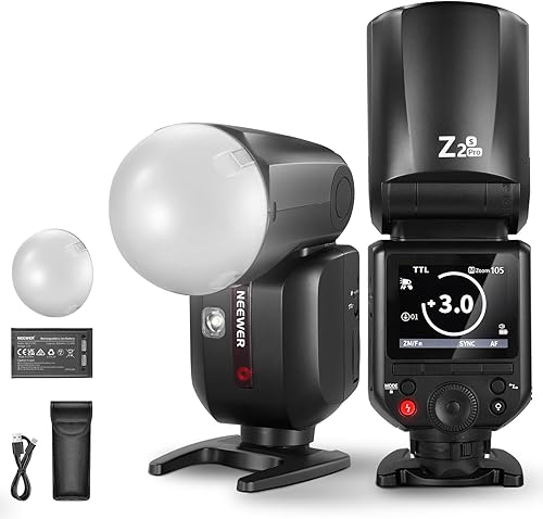 Miniatura 18 de NEEWER Z1-C TTL Flash Speedlite de cabeza redonda para Canon con difusor de cúpula magnética, 76Ws 2.4G 1/8000s HSS Speedlight, lámpara de modelado