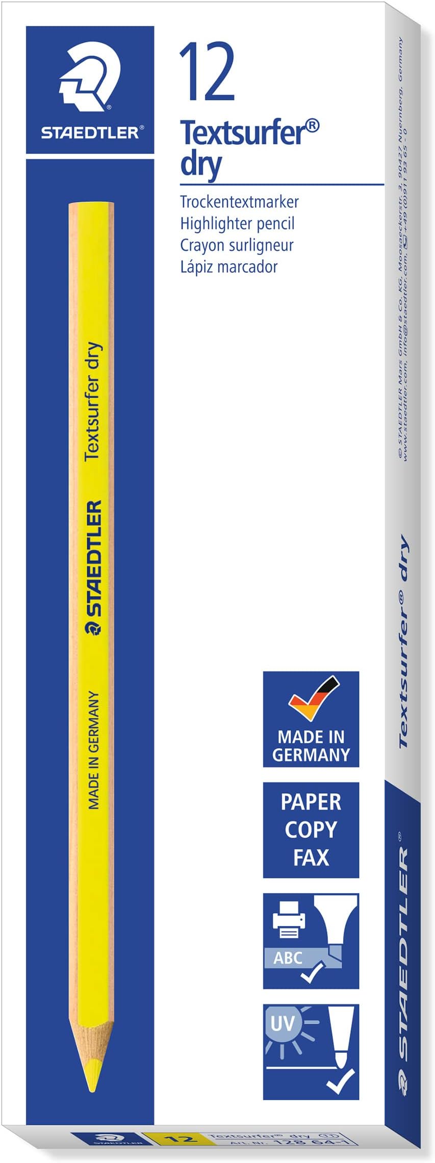 STAEDTLERTextsurfer Dry Pencil - Yellow (Box of 12)