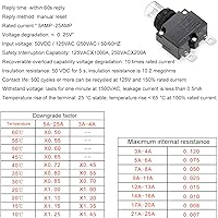Vista 5 de Interruptores de circuito de 3 amperios, protector de interruptor de sobrecarga térmica serie 88 Restablecimiento manual del botón con terminales