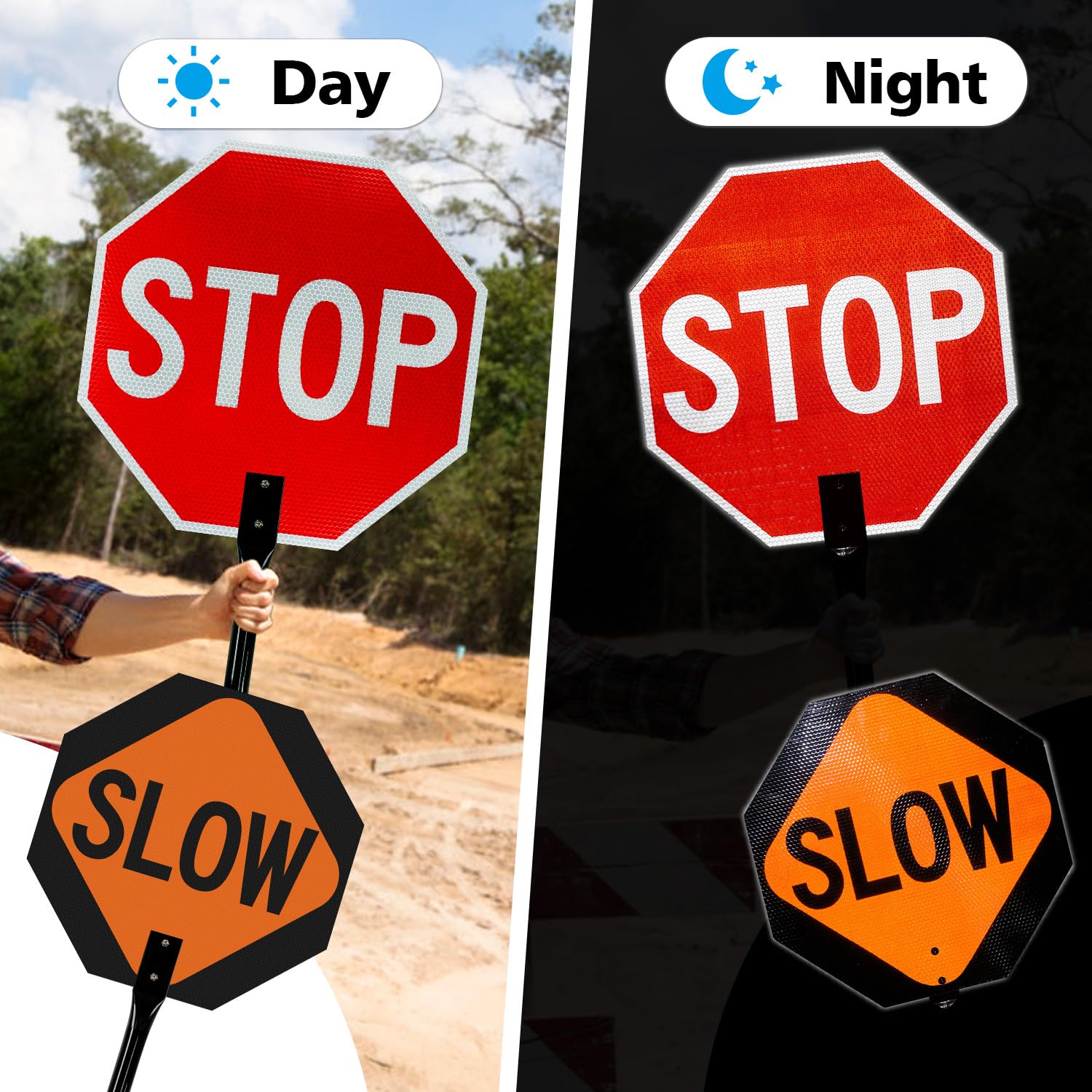 Sygnał Stop Slow z metalowym uchwytem