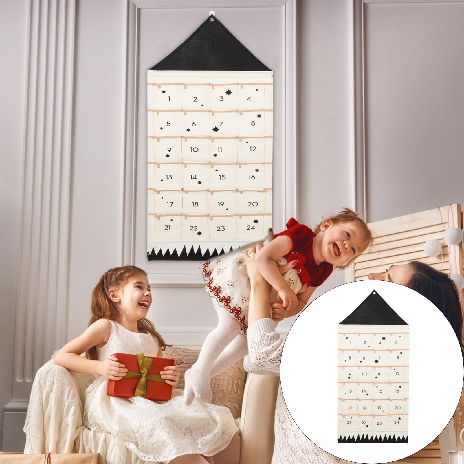 VICASKY 2piezas Bolsa De Almacenamiento Colgante De Navidad Bolsillos Organizador Multifuncional Para Pared Decoración De Adviento Para Adultos Para Mantener Orden Adornos y Pequeños