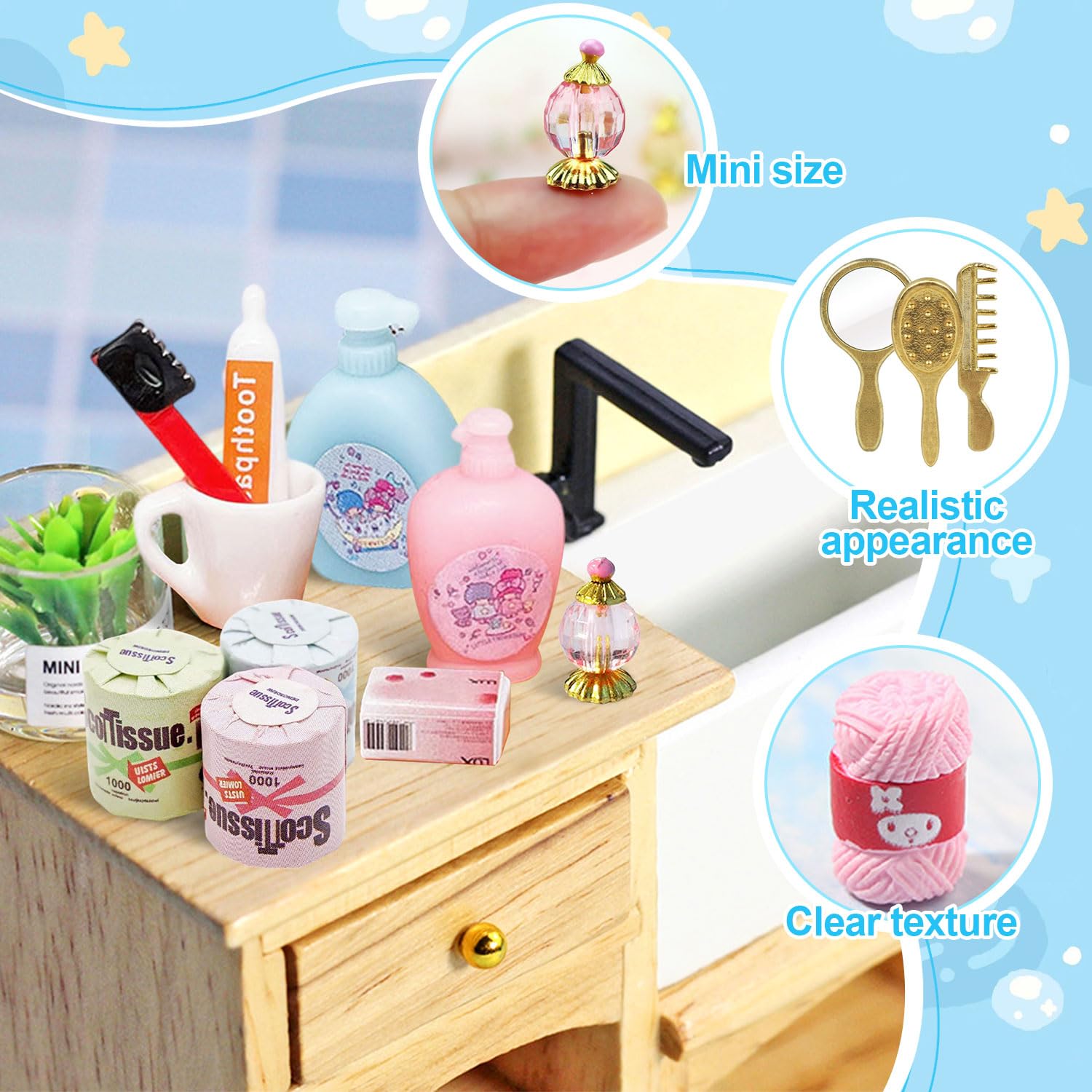 Set Camera Da Letto In Miniatura * 1:12 Per Casa Delle Bambole - Letto Matrimoniale In Ferro Con Coperta, Cuscini E Accessori Carini * BJD