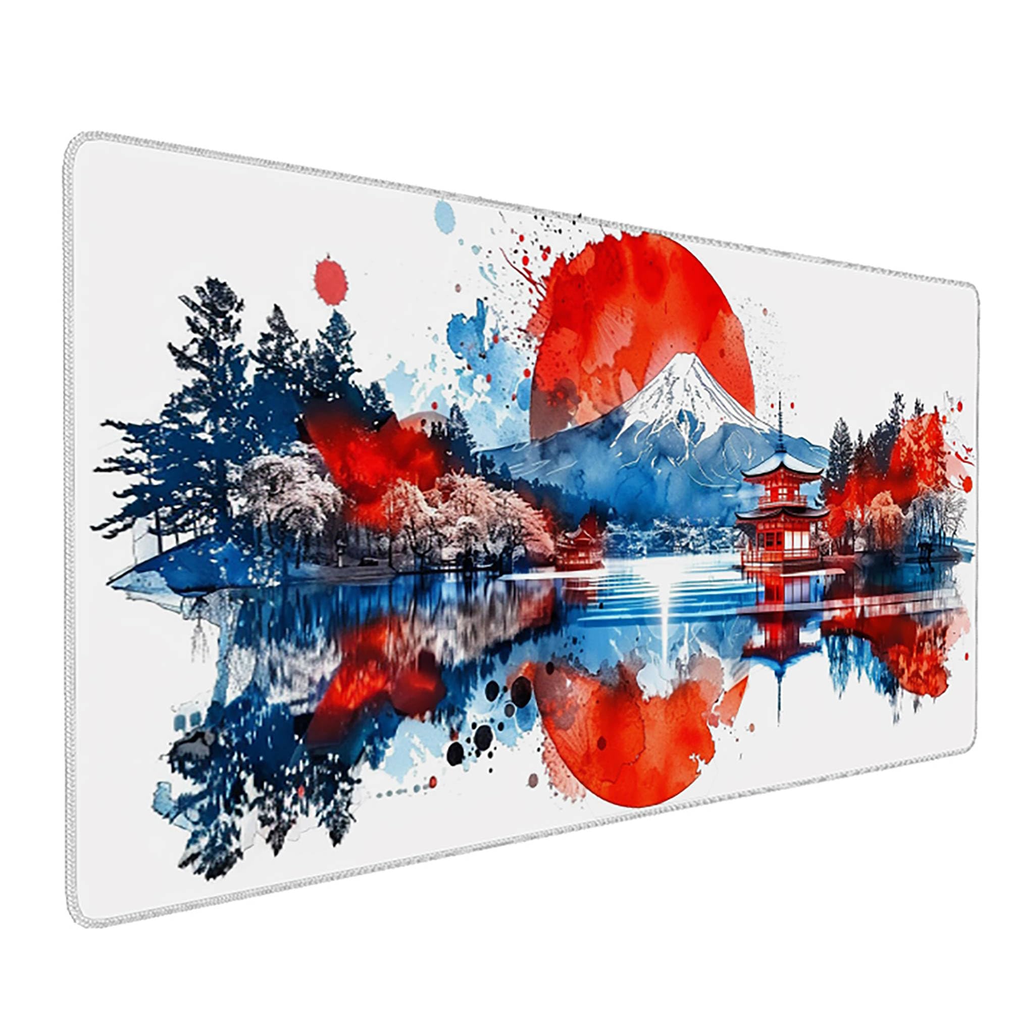 Niebieska podkładka pod mysz XXL, podkładka na biurko, 1200 x 600 cm, szyte krawędzie, podkładka pod mysz, gumowa podstawa, góra, Fuji, podkładka pod mysz, stabilna przyczepność na gładkich
