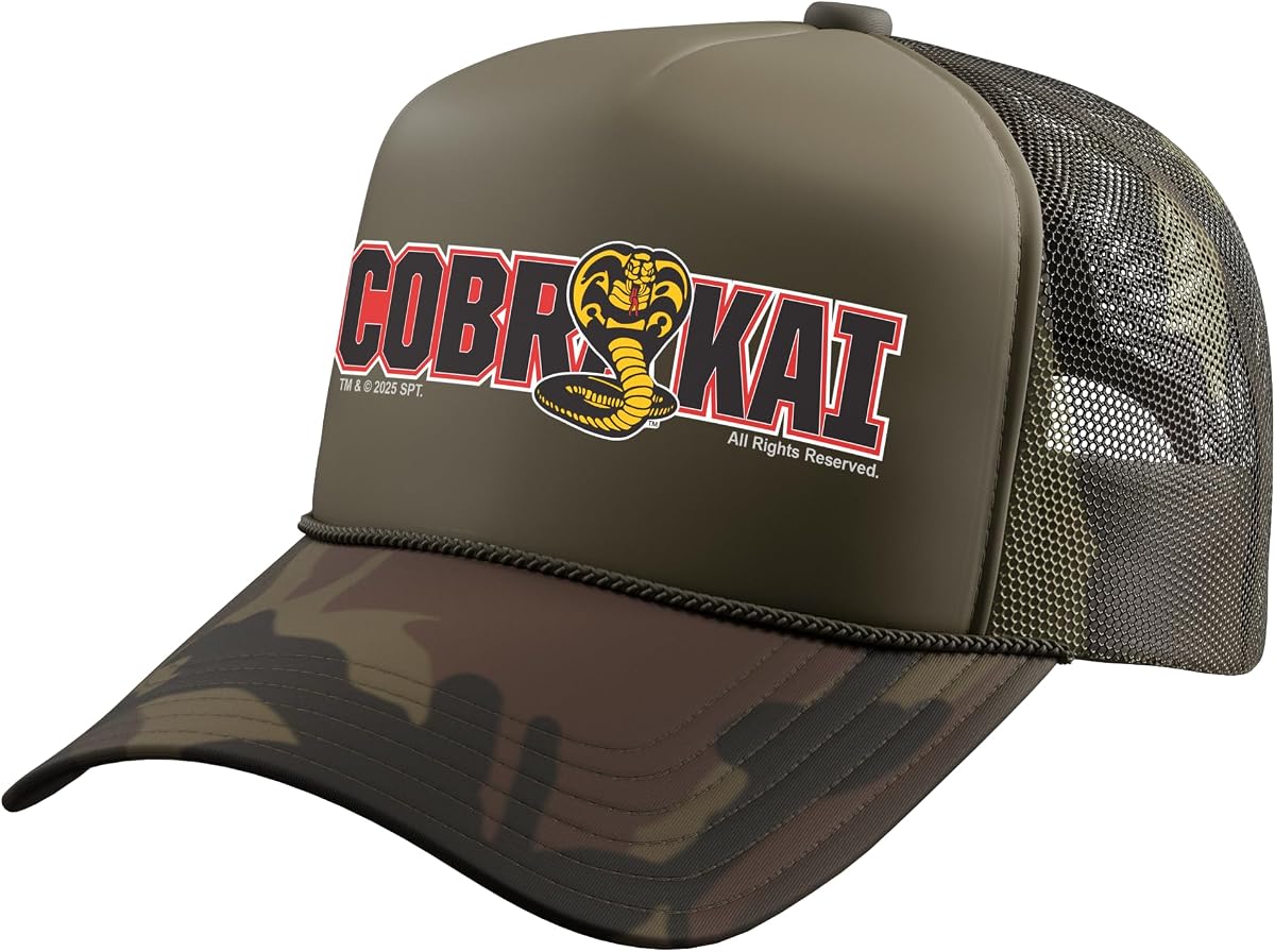 Varsity Snake Logo Karate TV Show Trucker Hat with Adjustable Mesh Back
