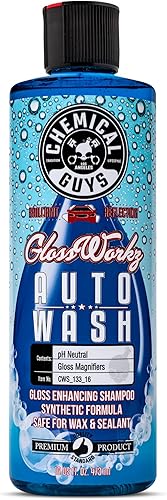 Chemical Guys CWS_133_16BK - Cubeta para detalles, manoplas y accesorios para lavado de autos (6 artículos) con jabón de lavado brillante