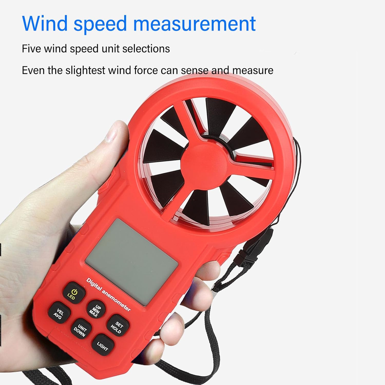 Digital Wind Speed Meter Anemometer Thermometer, Digital Anemometer, High Accuracy Handheld Wind Gauge Temperature for Measuring Wind Speed