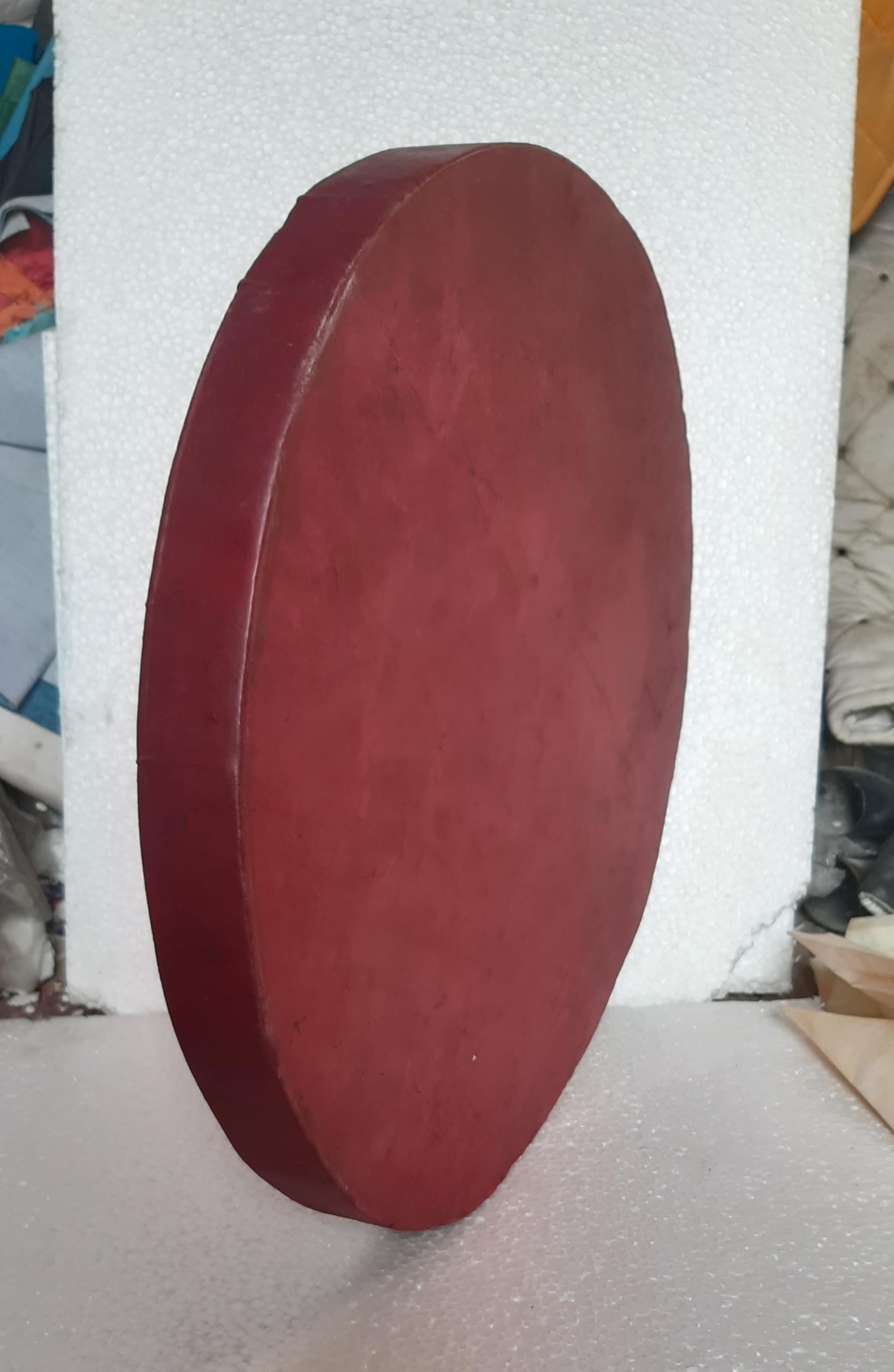Tamburo nativo sciamanico da 35,6 cm, suono profondo e morbido, colore rosso ciliegia bufalo, tamburo sciamanico fatto a mano, percussioni, meditazione yoga, celebrazione eventi + battente, mazzuola