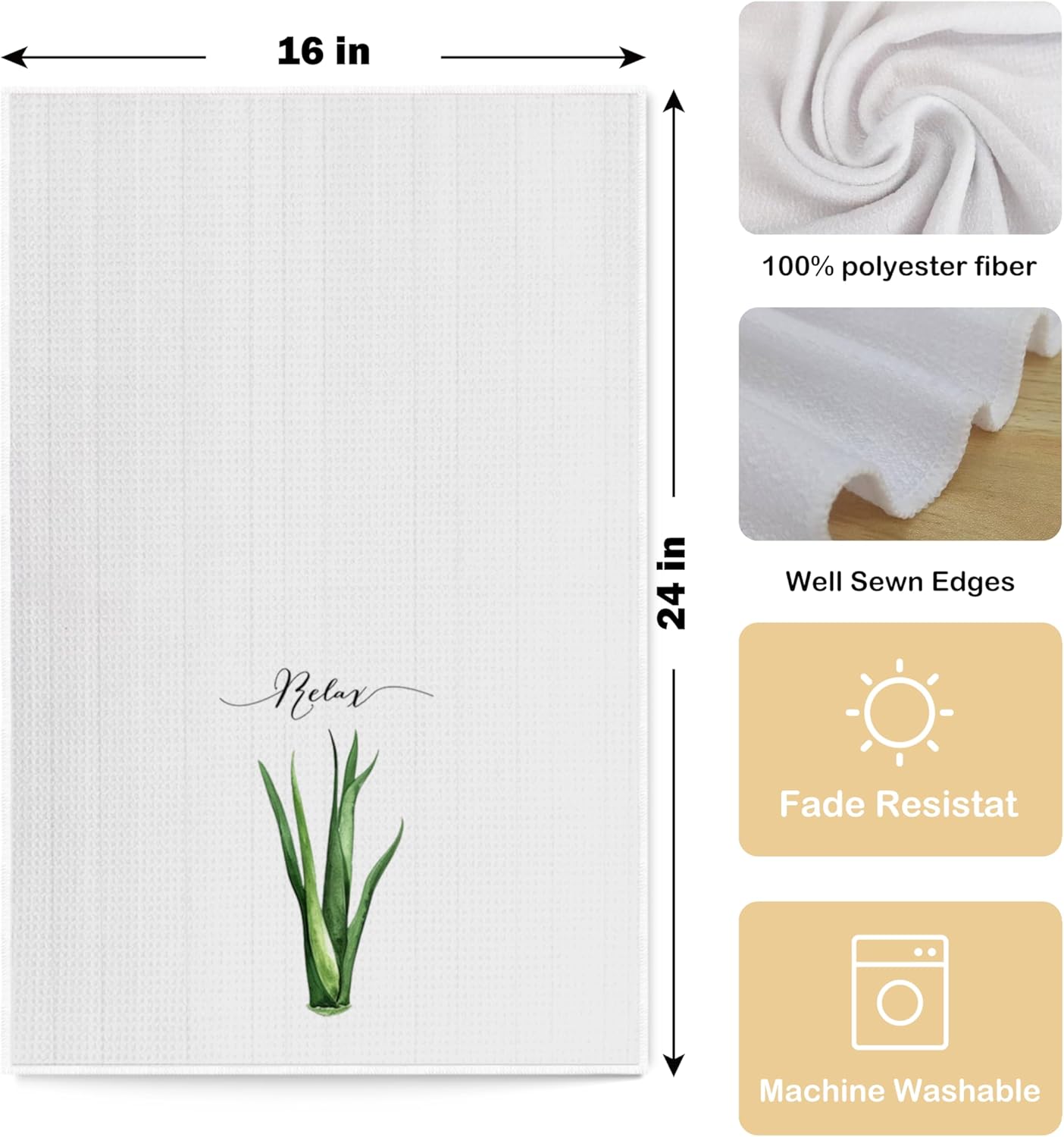 Boho Botanical Hand Towels for Bathroom Set of 4, Relax Unwind Soak Breathe Decorative Spa Gym Yoga Bobo Hand Towels for Bathroom, 16x24 Inches - Image 5