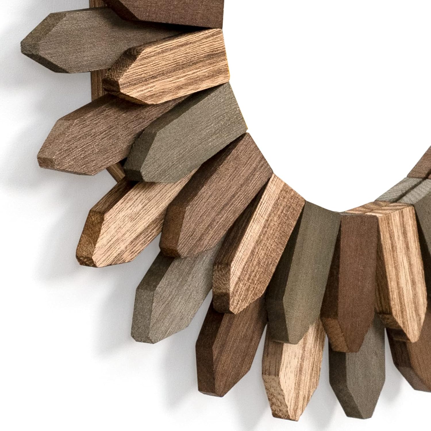 Wall Mirror 12 inch Rustic Wood Sunburst Boho Mirror Farmhouse Wall Decor Room Decor Home Decor for Bedroom Living Room Entryway (Tri-Color) Tri-color 12"L x 12"W image 6 of 8 B0BHT5523T