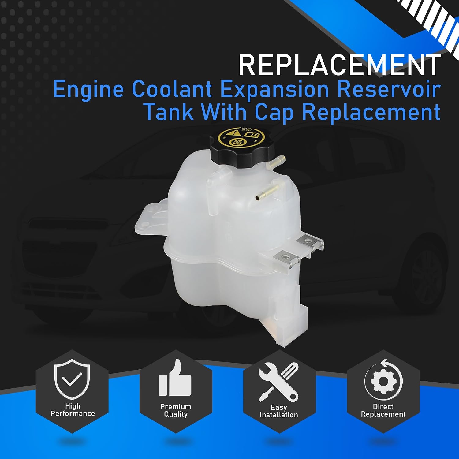 Engine Coolant Expansion Reservoir Tank With Cap Replacement Compatible With 2013 2014 2015 Chevrolet Spark 1.2L Radiator Recovery Tank Replaces 95352005 42620261 13502354 3014153 603-843