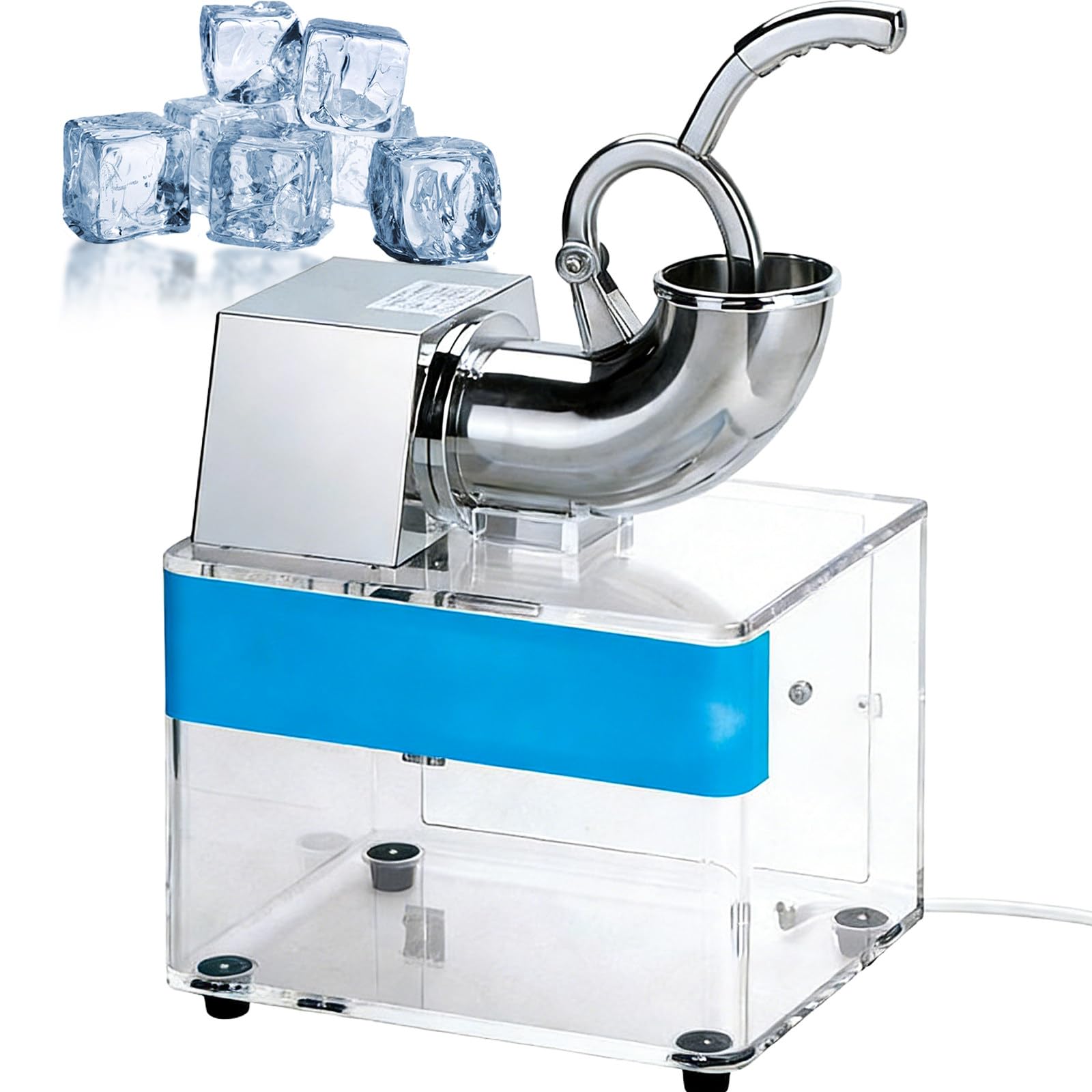 Sjyclaviger Stainless Steel Shaved Ice Machine, Snow Cone Machine, 250w Electric Ice Shaver Machine with Dual Blades, For Professional Concessionaires Requiring Commercial B