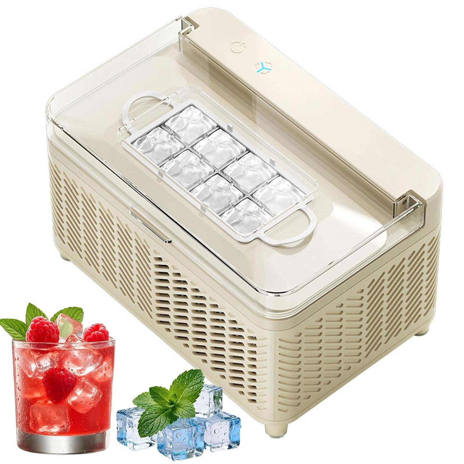 Mini máquina fabricar hielo coche 8 cubos,doble potencia,oficina y Camping | 8 cubitos de hielo en 15 minutos, fácil de limpiar, encimera portátil.