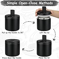 Vista 2 de 19oz Insulated Vacuum Food Jar with Buckle Lid Wide Mouth Soup Thermo for Hot Food Kids Leakproof Stainless Steel Lunch Container- Black-1Pack Negro