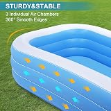 Duerer Piscine Gonflable 241cm x 142cm x 56cm, Piscines Gonflables Adulte Rectangulaire, Piscine Enfant Familiale pour Jardin, Extérieur, Balcon fête d'été(Bleu) - 5