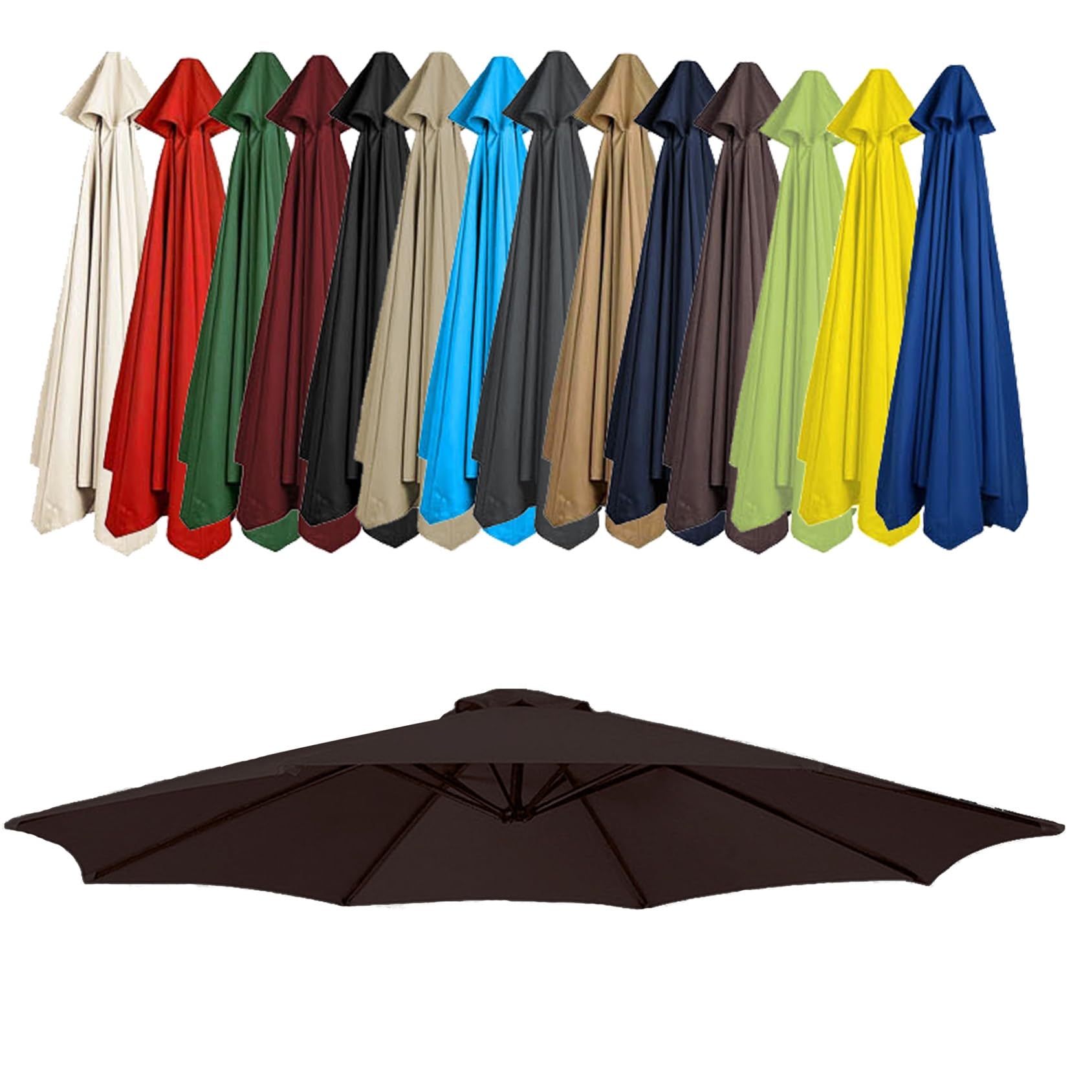 GZDXBF Patio Umbrella Replacement Canopy, Parasol Canopy Cover For 200cm/270cm/300cm +6 Arms/8 Arms Parasol, Uv-Resistant, Waterproof, Washable(Color:Brown,Size:6 ribs: 2.7m/8.8ft) โ image 1