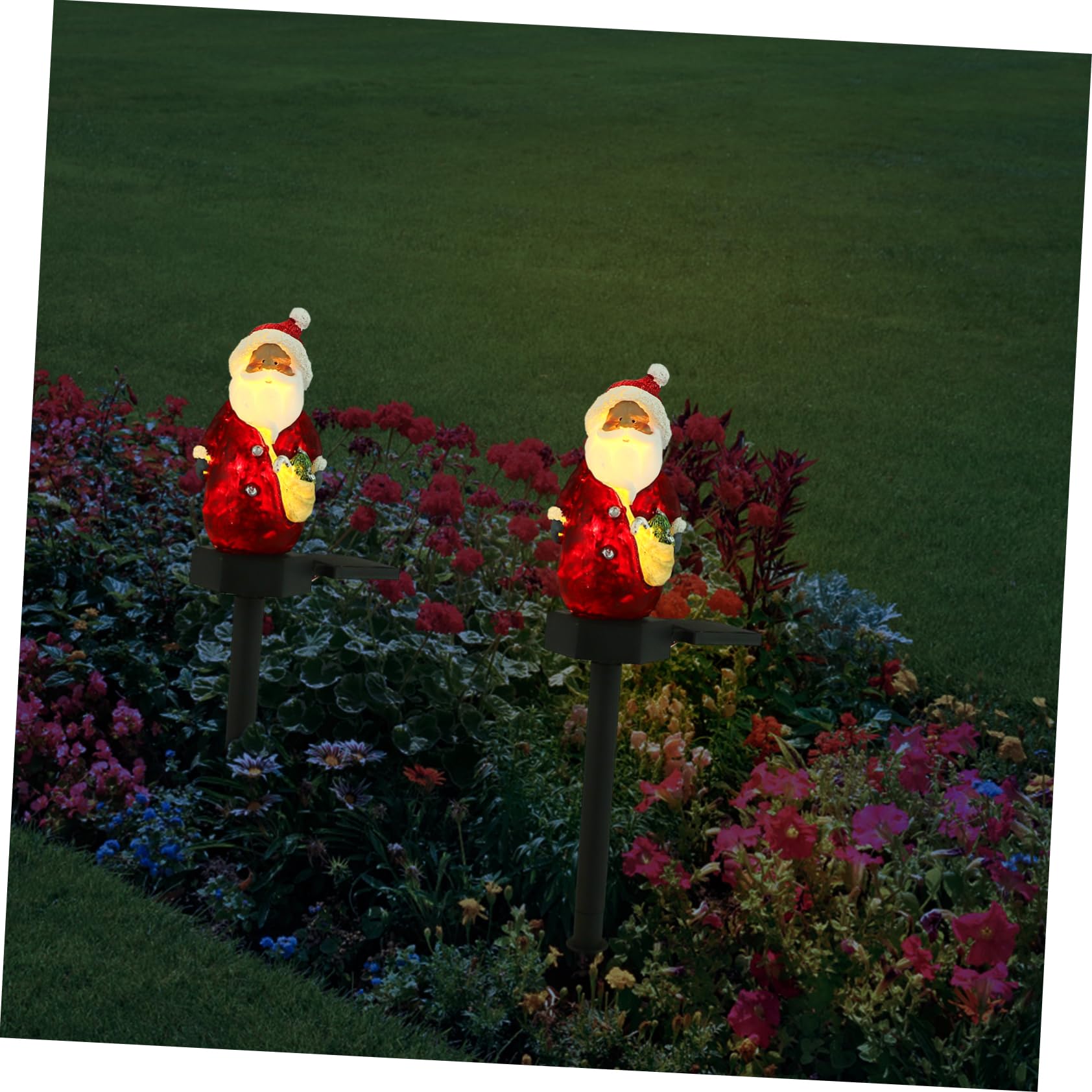 POPETPOP 2stücke Solar Gartenlampe Mit Weihnachtsmann-design Langlebige Außenleuchte Für Festliche Gartenbeleuchtung Weihnachtsdeko Für Außenbereich