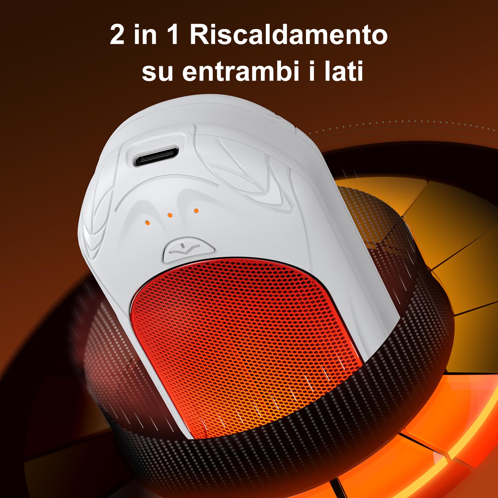 Scaldamani Elettrico 6000 mAh,OUTJUT 2 Pezzi Diviso Scaldamani Ricaricabile, Riutilizzabile Elettrico Scaldamani, USB a Ricarica Rapida, Calore con 3 Livelli per Raynauds e all'Aperto