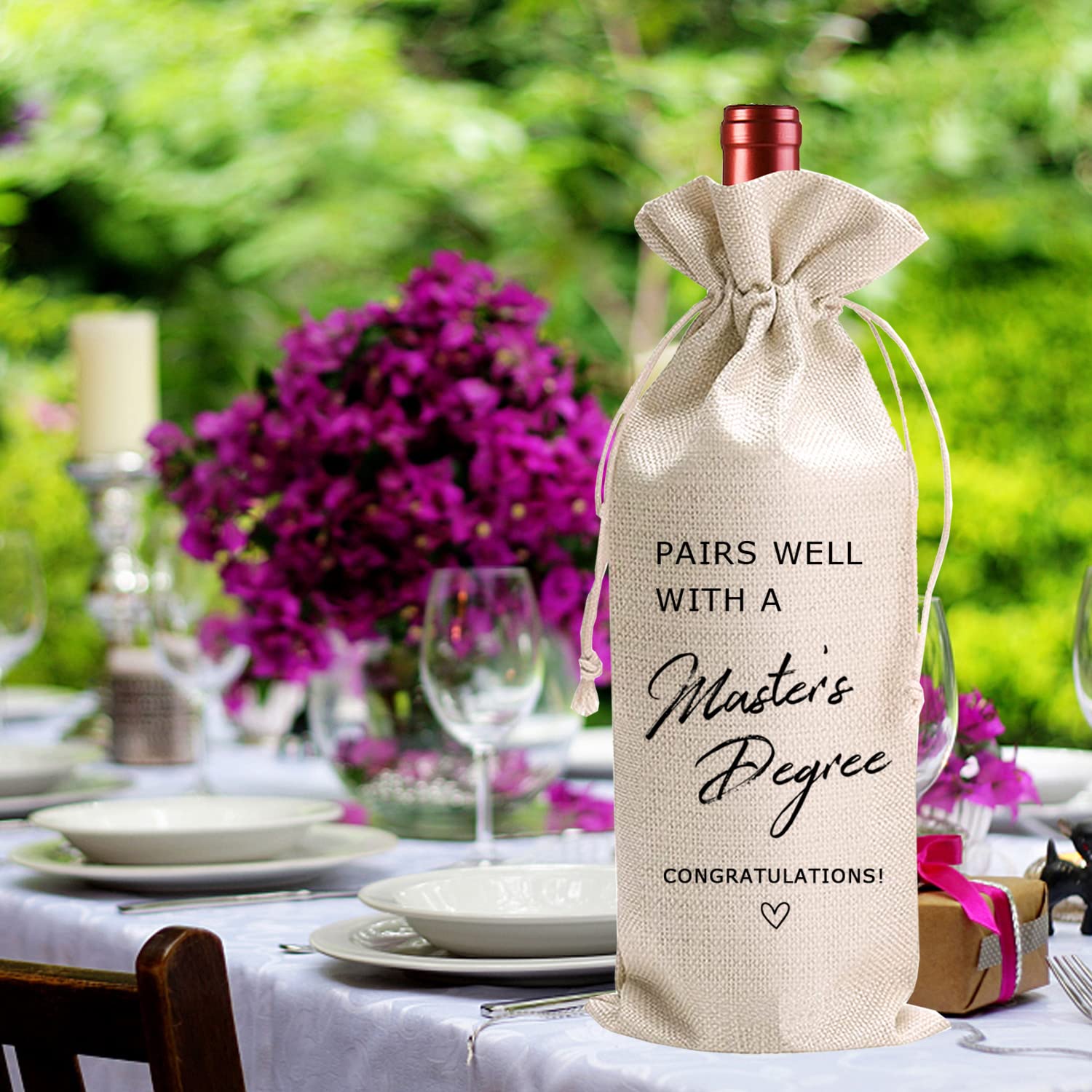 LANBAIHE Master's Degree Wine Bag - Reusable Graduation Gift for College, Doctorate Party