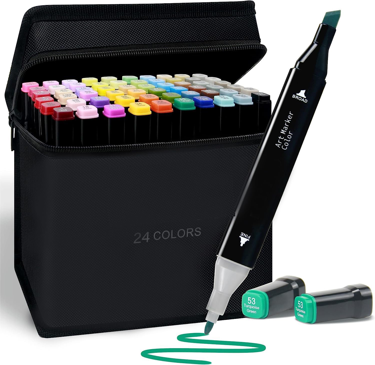 Dkriva® Dual Tip Art Markers - Colorful Brush Pens for Sketching, Painting & Calligraphy - Smooth Writing, Non-Toxic, with Carrying Case for Kids, Adults & Artists (120 PCS)