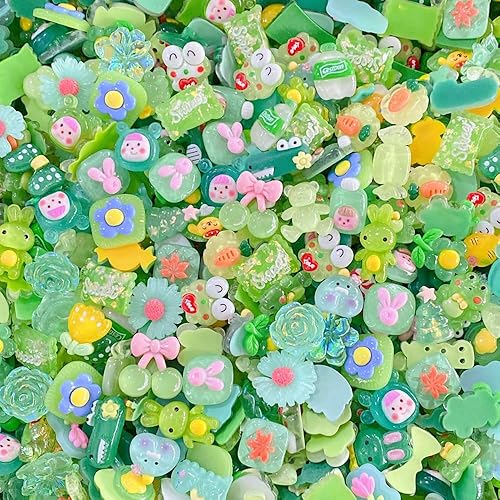 Miniatura 10 de 50 dijes de slime aleatorios a granel para hacer manualidades de resina, resina con parte trasera plana, suministros para hacer manualidades de