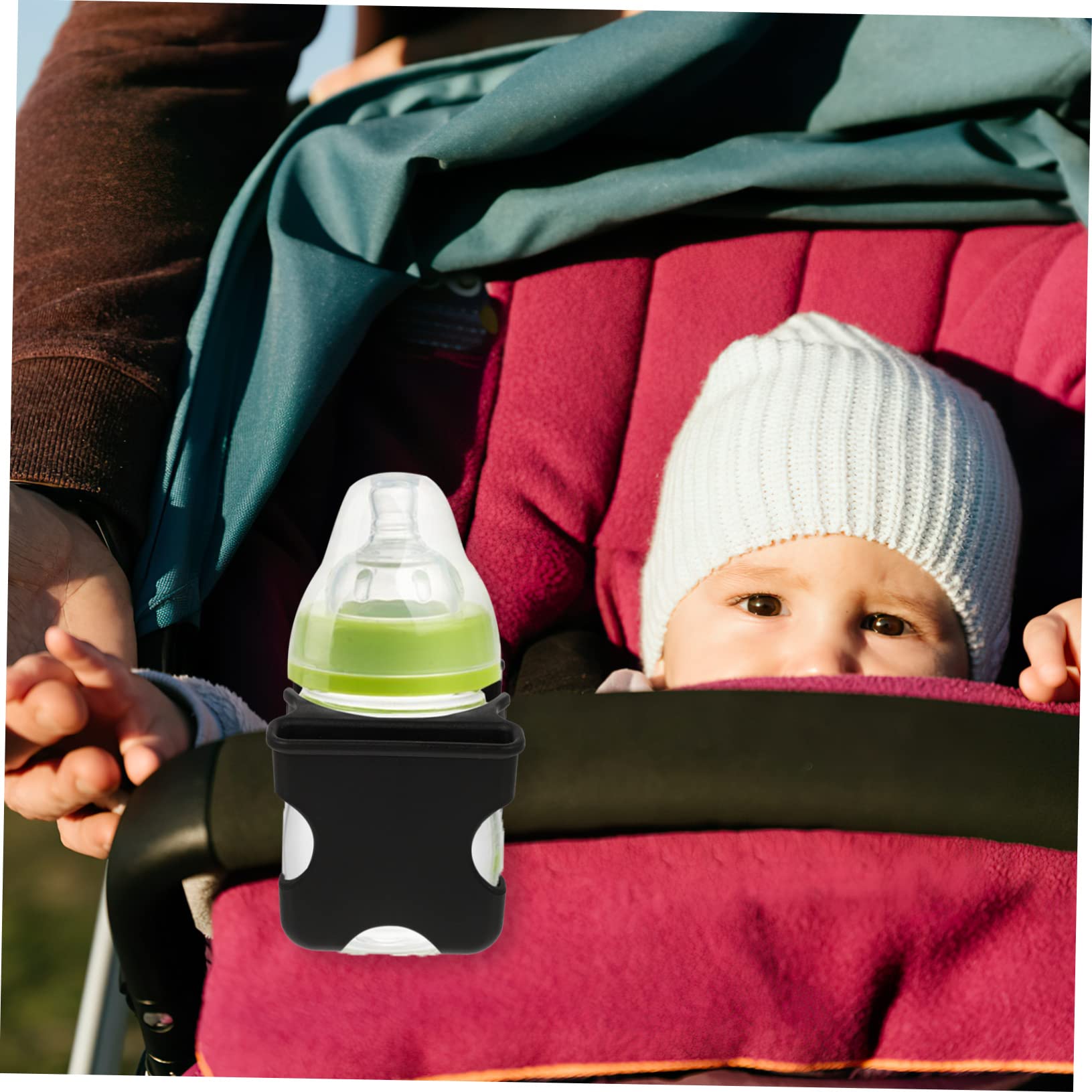 HEMOTON Stroller Water Cup Holder 2-in-1 Bottle Rack Phone Holder Compact Durable Fits All Stroller Sizes