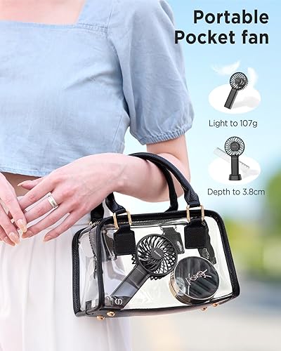 Miniatura 5 de EasyAcc Handheld Fan Portable Fan, 9000 Rechargeable Battery Powered Fan Small Desk Fan, Powerful 4 Speeds 53H Cooling Time Personal Fan with Power
