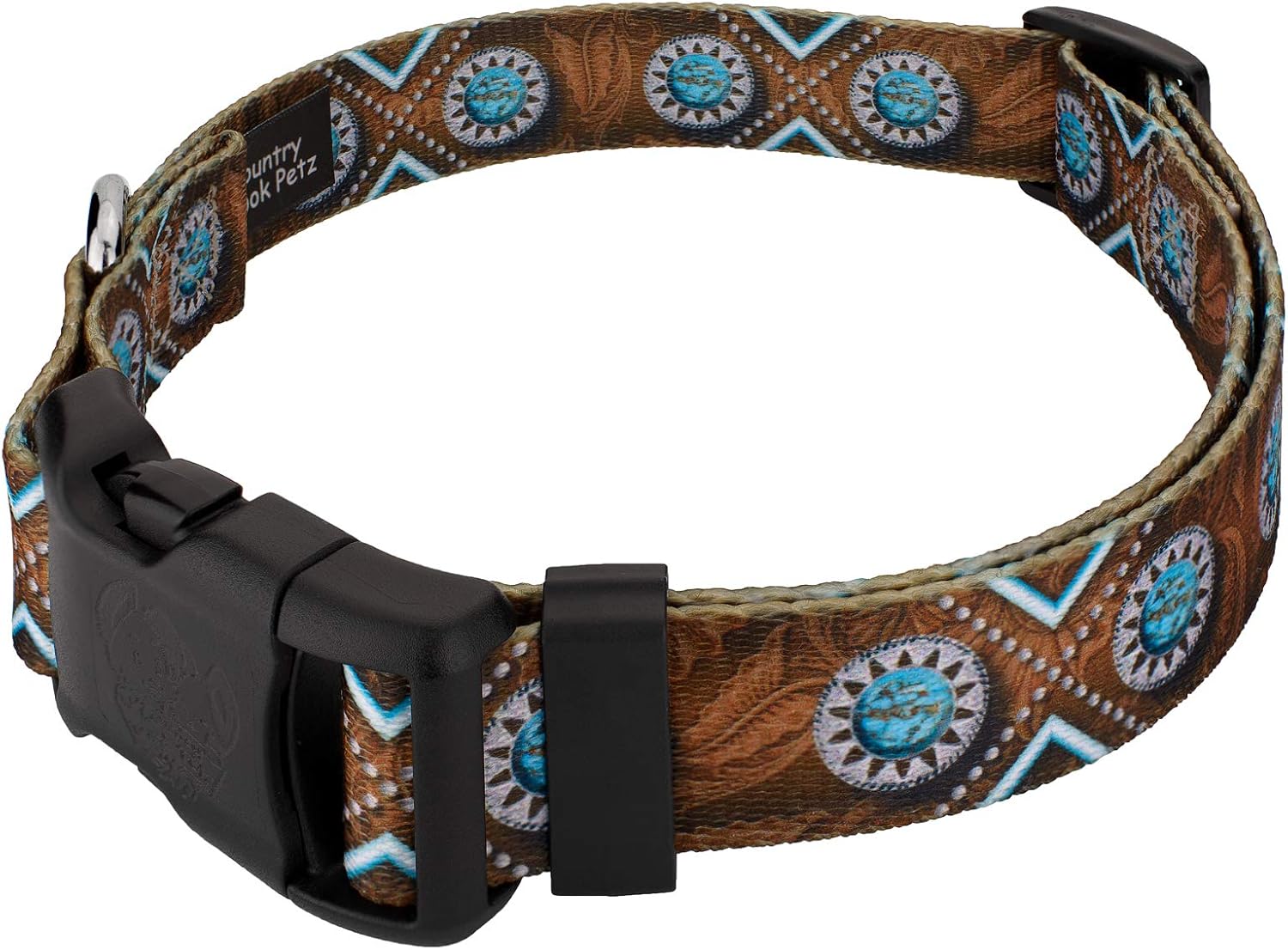 Country Brook Petz - Saddle Up Everyday Dog Collar and Leash - Country and Western Collection Featuring Rugged Designs (1 Inch, Medium)
