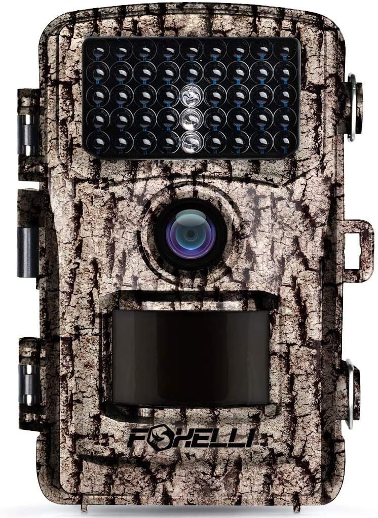 Foxelli Trail Camera – 14MP 1080P Full HD Wildlife Scouting Hunting Camera with Motion Activated Night Vision, 120° Wide Angle Lens, 42 IR LEDs and 2.4” LCD Screen, IP66 Waterproof Game Camera