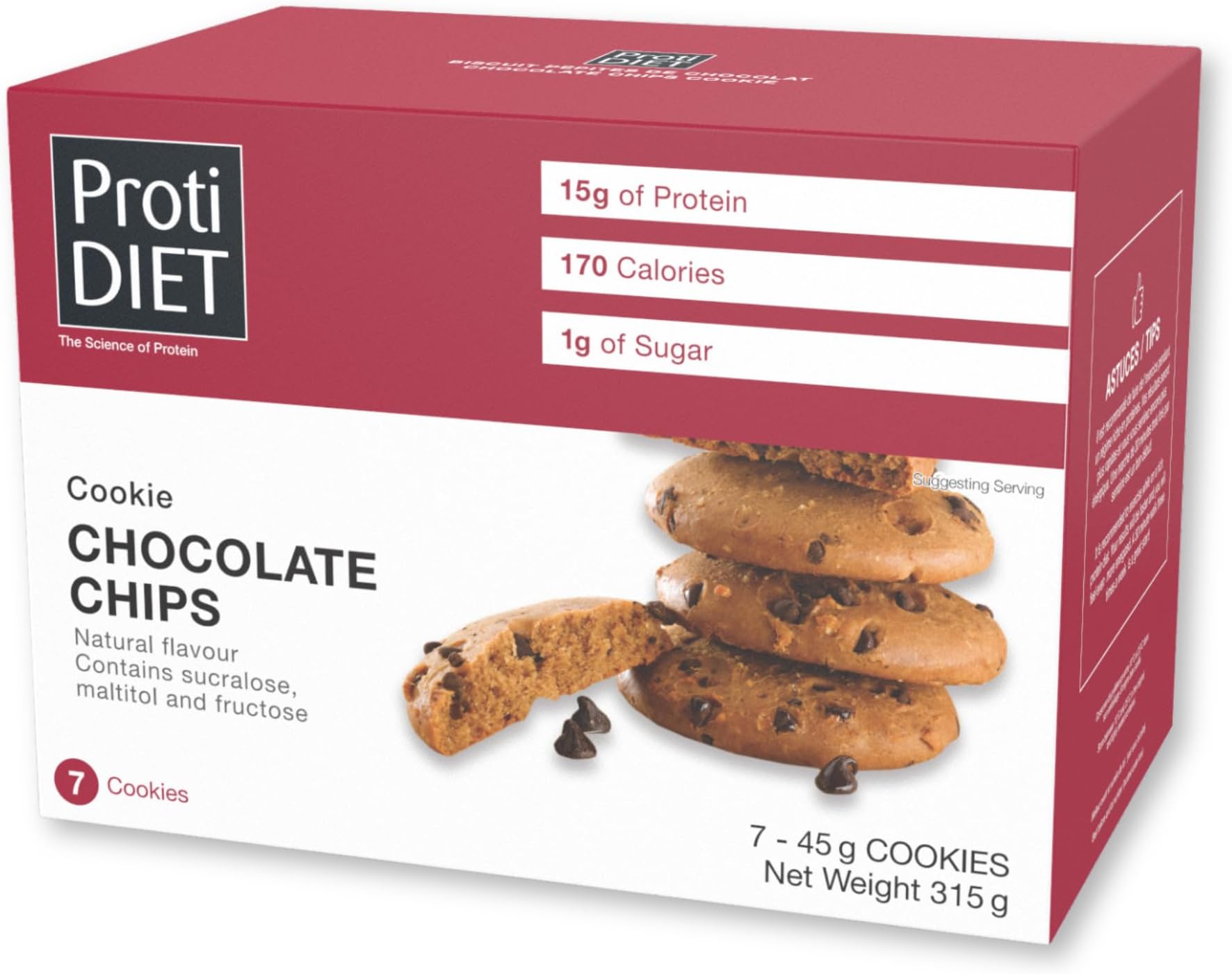 Protein Chocolate Chip Cookies - 45g Cookie with 15g - No Trans Fat, Healthy Chocolate Snacks, Satisfying Post-Workout Treat - 7 Protein Cookies Per Box