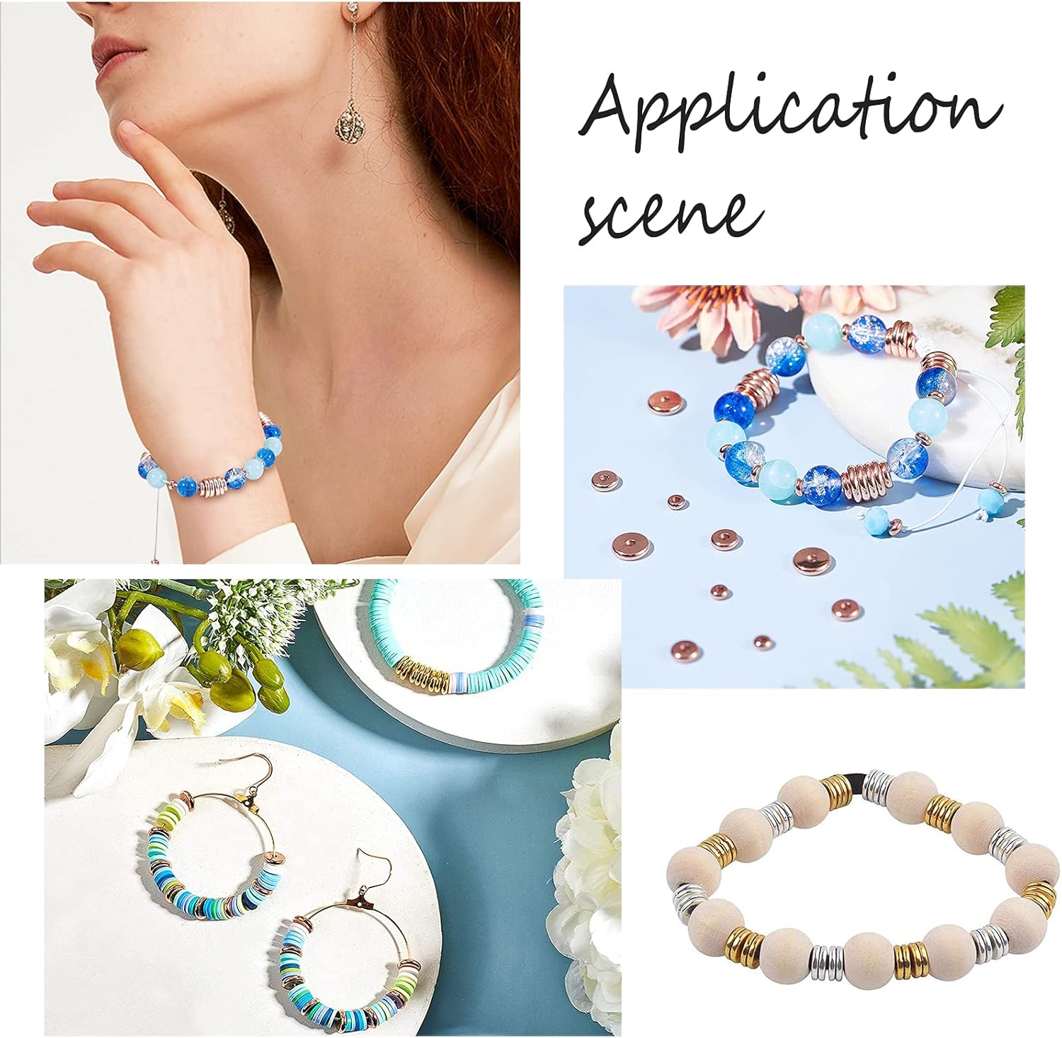 UNICRAFTALE 20pcs 5 Colors 8mm Slider Stopper Beads with Rubber Rondelle Spacer Beads Stainless Steel for Jewelry Making Findings 2mm Hole - Image 5