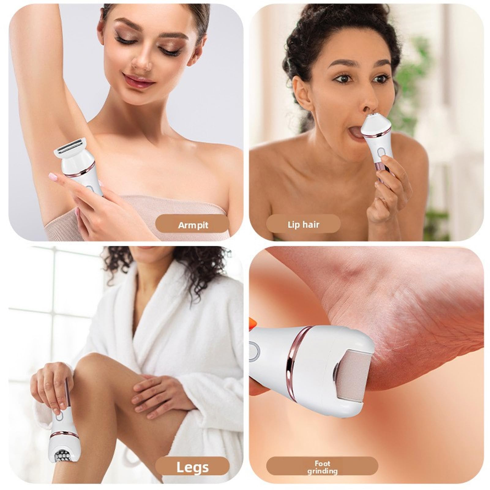 Sonew 4-in-1-Epilierer, Elektrischer Haarentferner, Körperhaarschneider für Männer und Frauen, Wasserdichter Nass- und Trockengebrauch, mit Integriertem Lithium-Ionen-Akku und