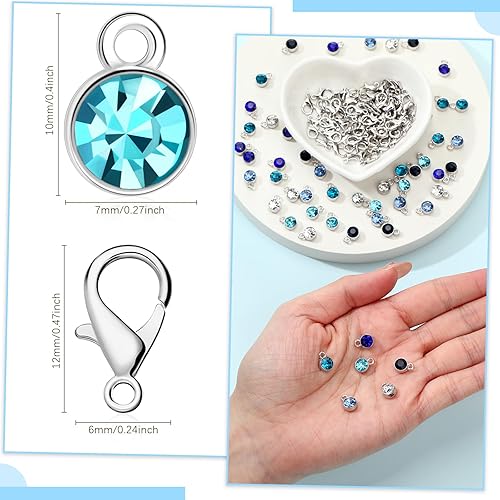 Miniatura 9 de 120 dijes para hacer joyas, dijes de piedra natal, aretes, dijes de flores, dijes de plata, dijes brillantes para hacer joyas, accesorios de aretes,
