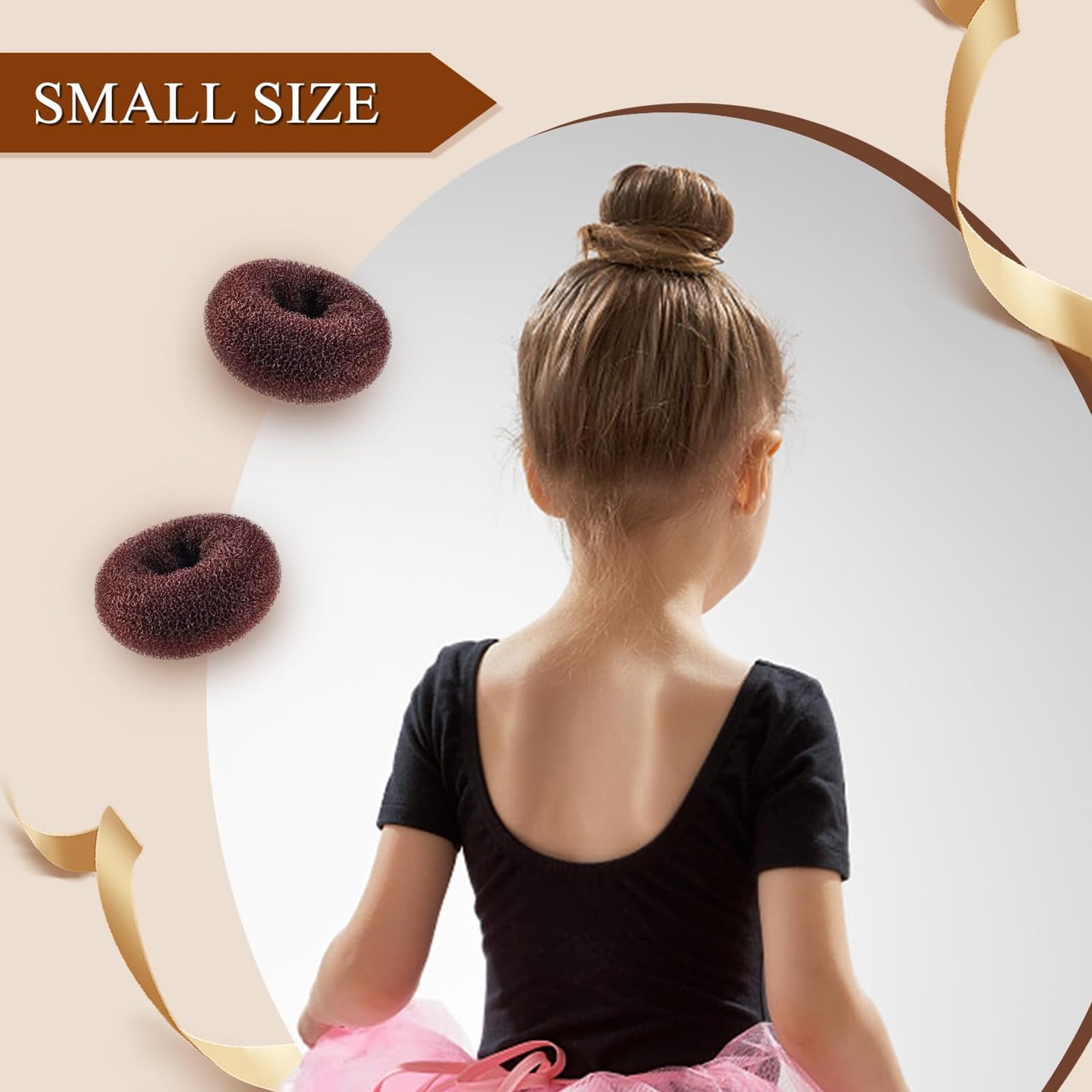 Donut Moño 4 Piezas con 20 Horquillas en Forma de U, Accesorios de Peinado Kit, para Bailarines Niñas y Mujeres (Marrón)