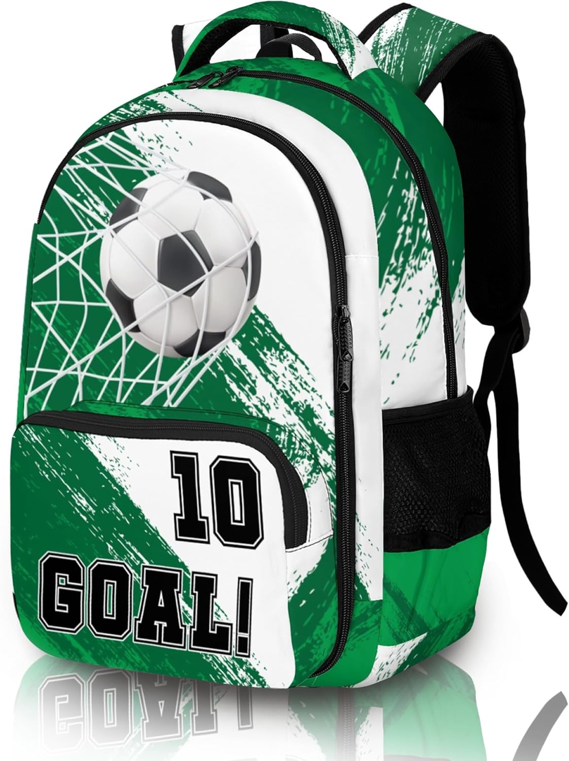 Soccer Backpack for Boys, Kids Large Capacity Backpack for School Outdoor Travel 16.5inch (Black&Grey)
