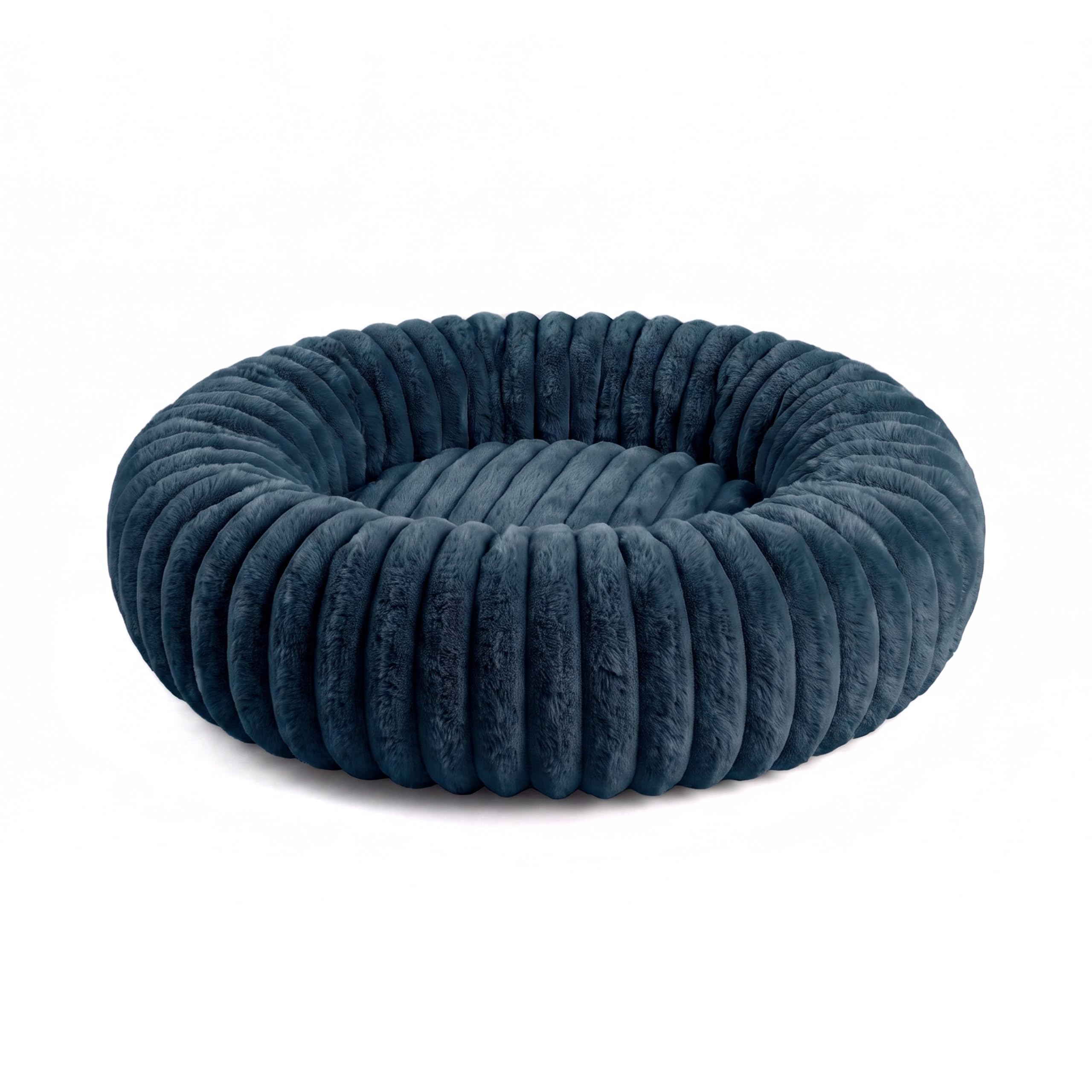 Gutekissen® Meallow Cuccia rotonda per cani, a ciambella, in morbido peluche, lavabile a 30 °C, taglie da S a XL, per cani di piccola e grande taglia, blu, L Ø 90 cm