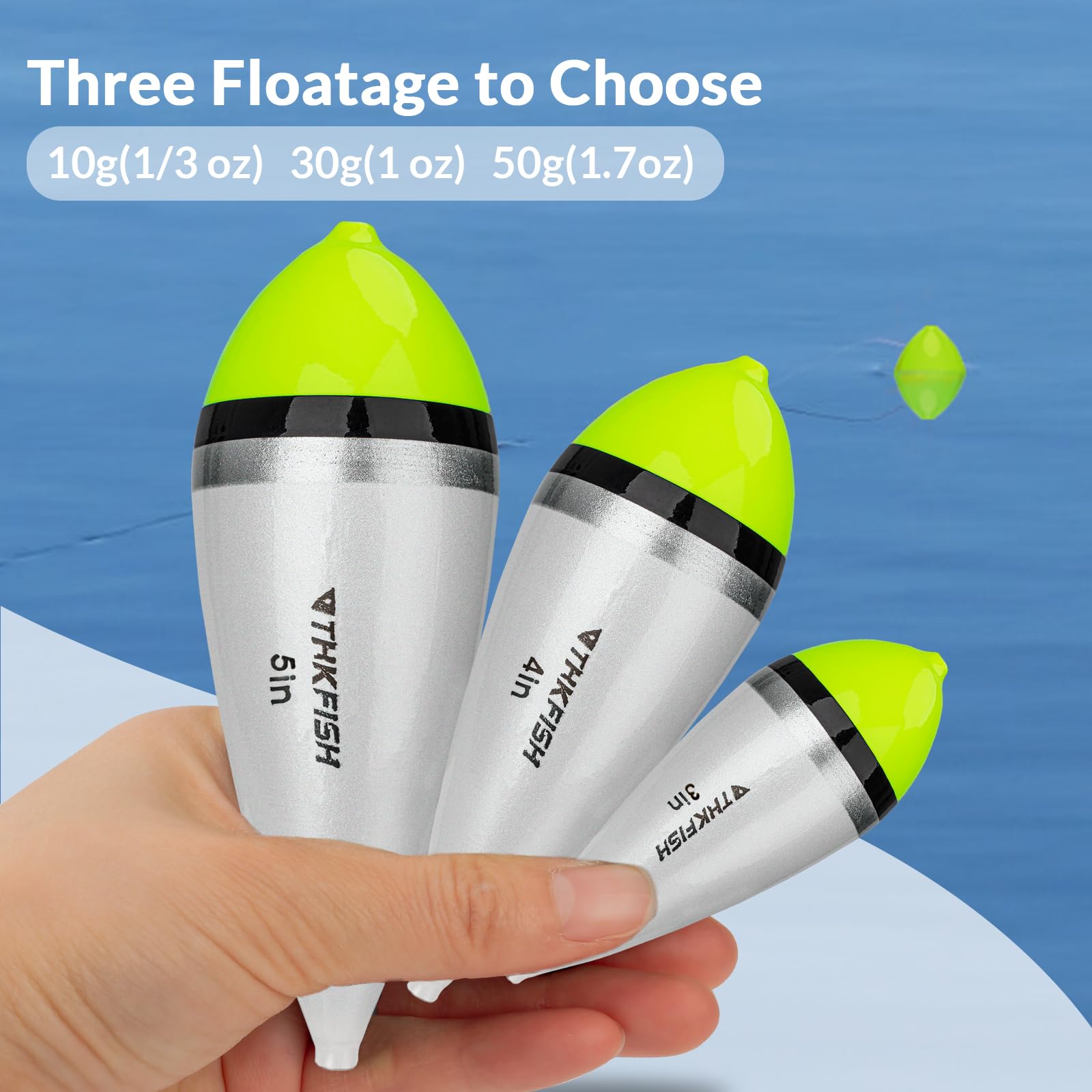 THKFISH Flotteurs de pêche - Flotteurs de pêche à la truite et au brochet - Accessoires de pêche pour eau douce et eau salée - Ensemble parfait pour les flotteurs Waggler et les flotteurs lumineux