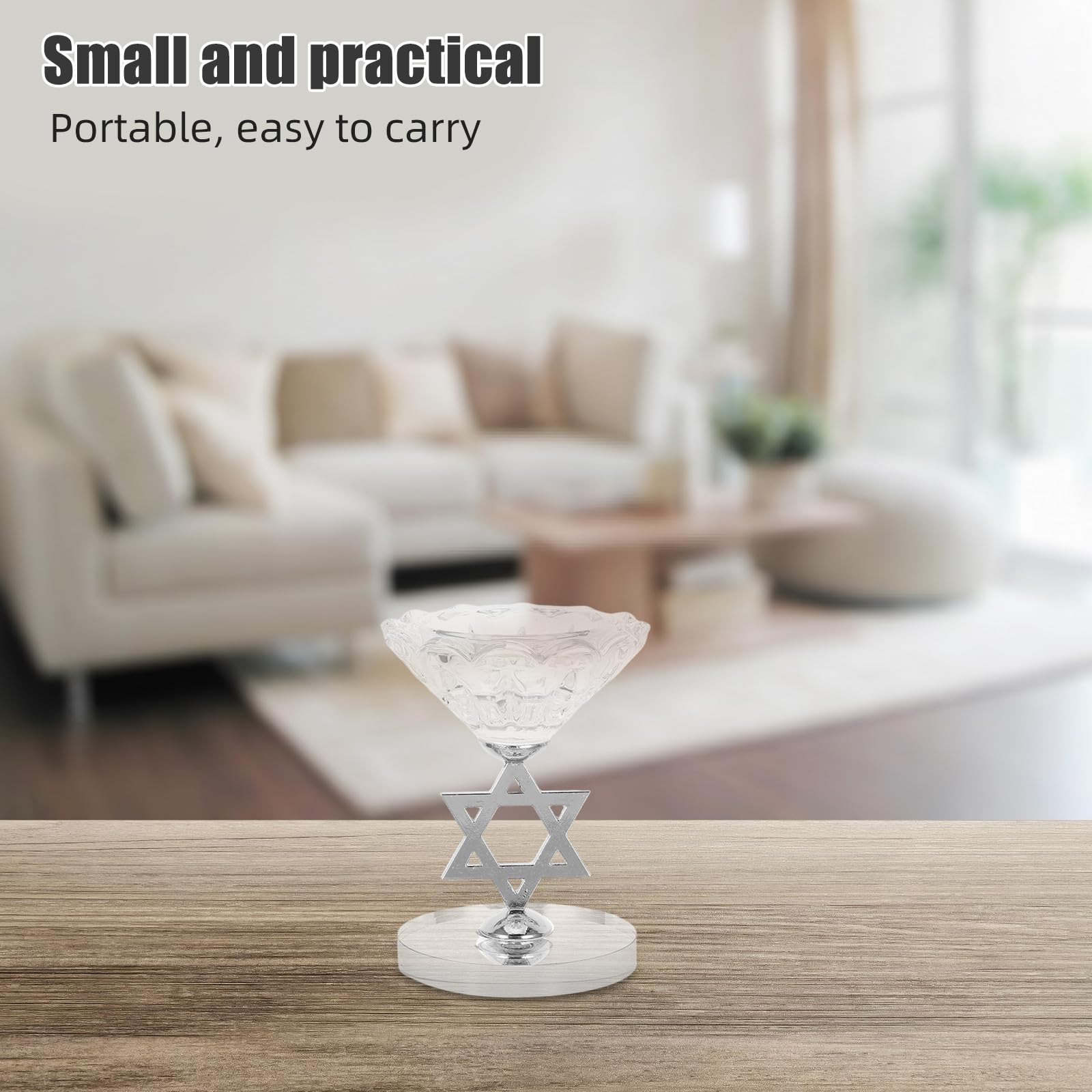 Kichvoe Portavelas Estrella de David, candelabro Menorá judío para Janucá, Elegante decoración de Mesa para Janucá, Detalle Festivo para familias judías, Plateado