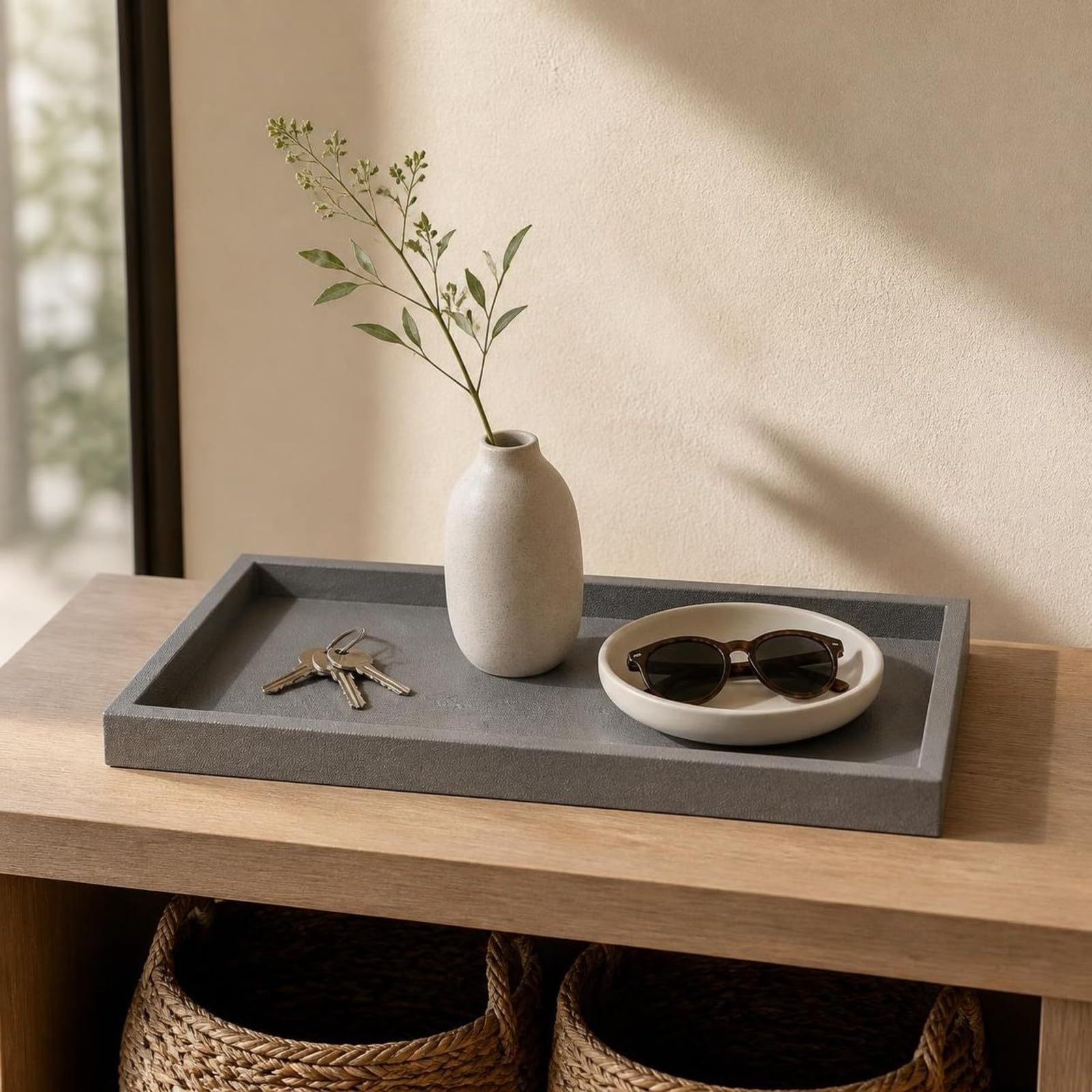Baoblaze Plateau en Bois Polyvalent | Fait Main, Plateau à Thé en Bois, épuré, pr Entrée, 40x30x3cm