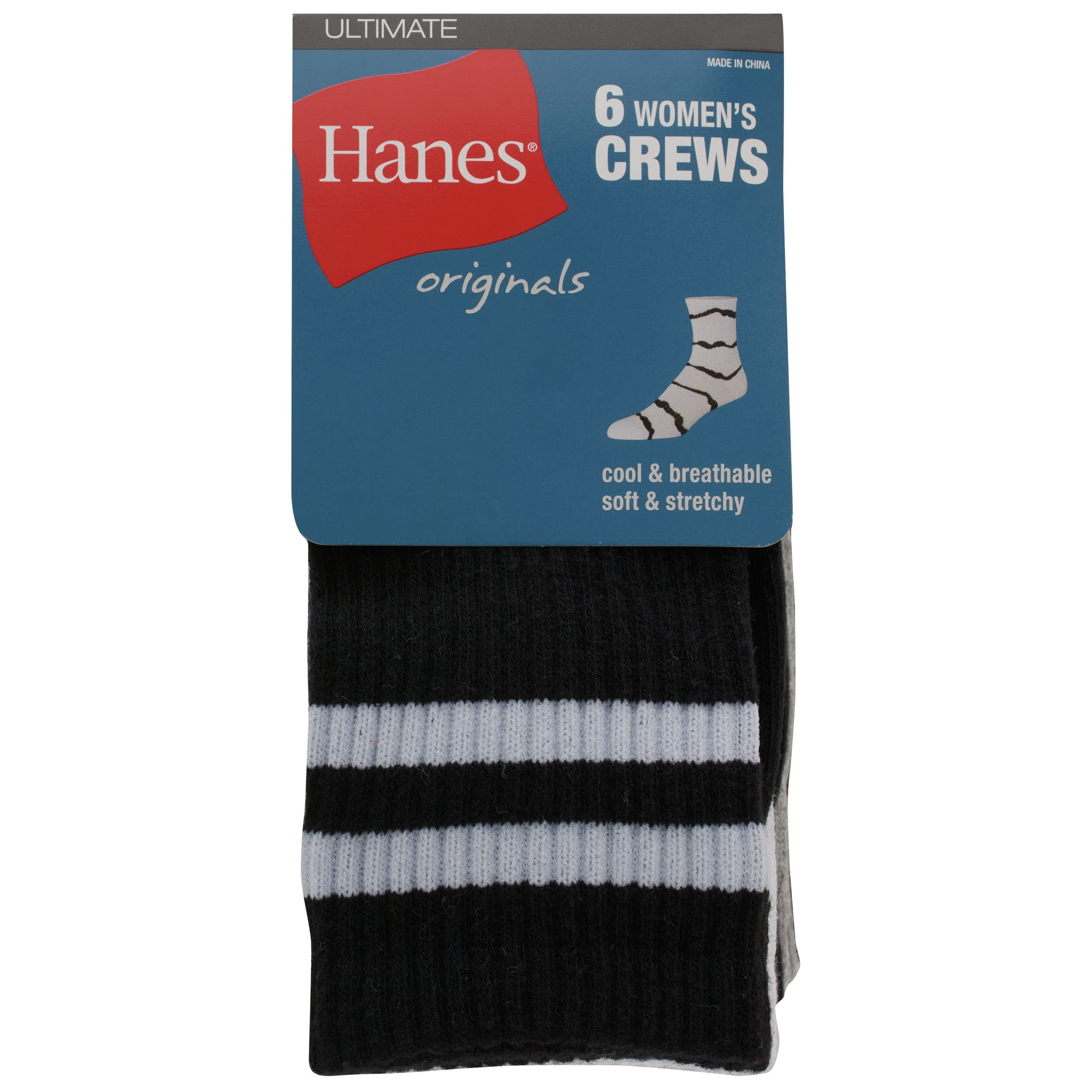 Hanes Hanes Originals Ultimate Women's Socks, Crew, Ankle And No Show Socks, 6-pack Calcetines originales Mujer