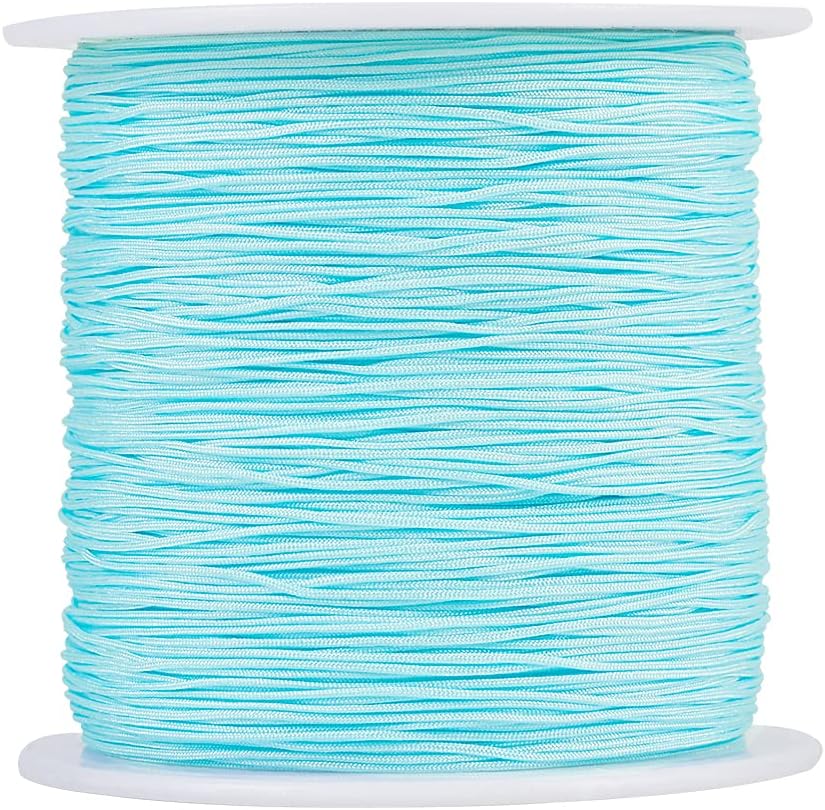 EEE ELECRELIVE 150 Yards 0.5mm Braided Nylon Crafting Thread Chinese Knotting Beading String Macrame Cord Rope for Necklace Bracelet Jewelry Craft Making, Pale Turquoise
