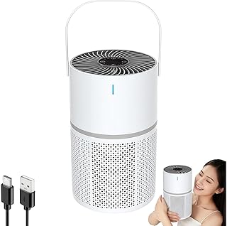 Marvics Air Purifiers Purificador de Aire Silencioso con Filtracion de Tres Capas 360 Grados Iones Negativos para Habitacion y Salon (White/Dark Grey Heather)