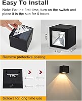 Vista 7 de LUHLEE Luces solares de pared para exteriores, moderno aplique solar cuadrado de pared IP65 impermeable, luces solares al aire libre para patio