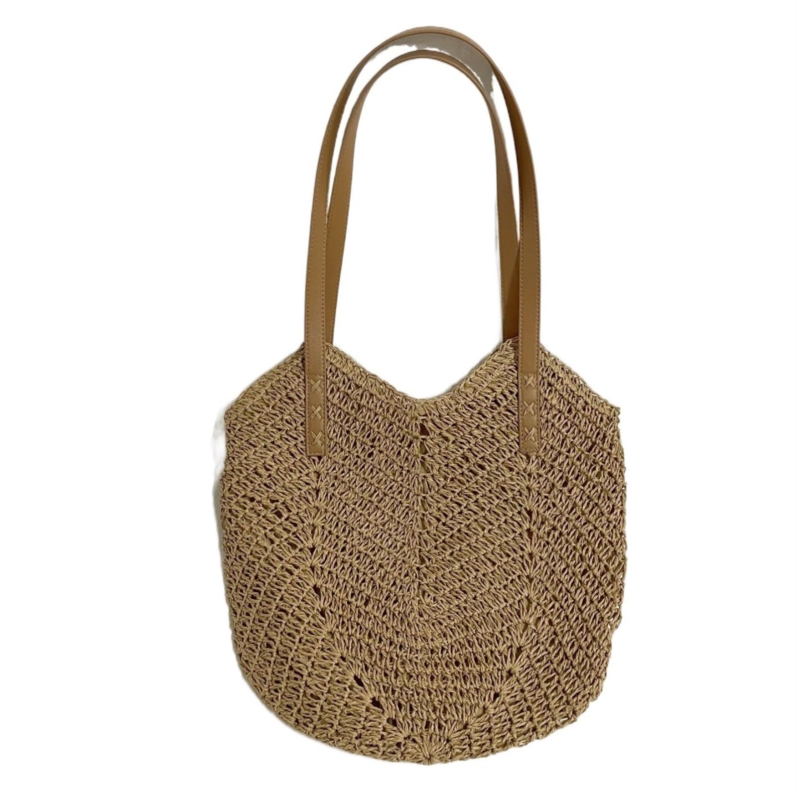 DVMSIEF Straw Bag Summer Beach Straw Handbags and Purses Weave Tote Bag Female Bohemian Shoulder Bags for Women Lady Travel Shopping(Brown)