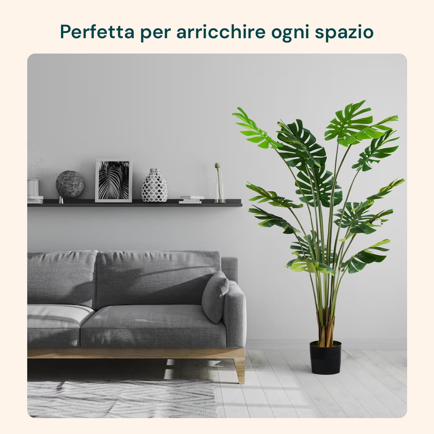Avilia Künstliche Monstera-Pflanze mit 16 Blättern, 170 cm, Topf mit natürlichem Moos, perfekt für Innenräume, große Kunstpflanze für Wohnzimmer, realistische Zimmerpflanze