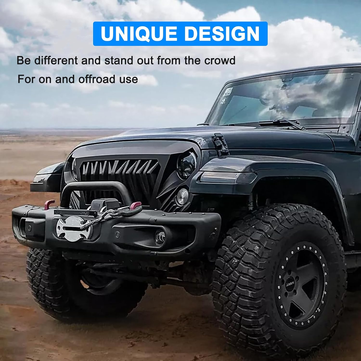Front Bumper Grill For Jeep Wrangler JK 2007-2018 Rubicon Sahara Sport Unlimited Matte Black Shark Grill