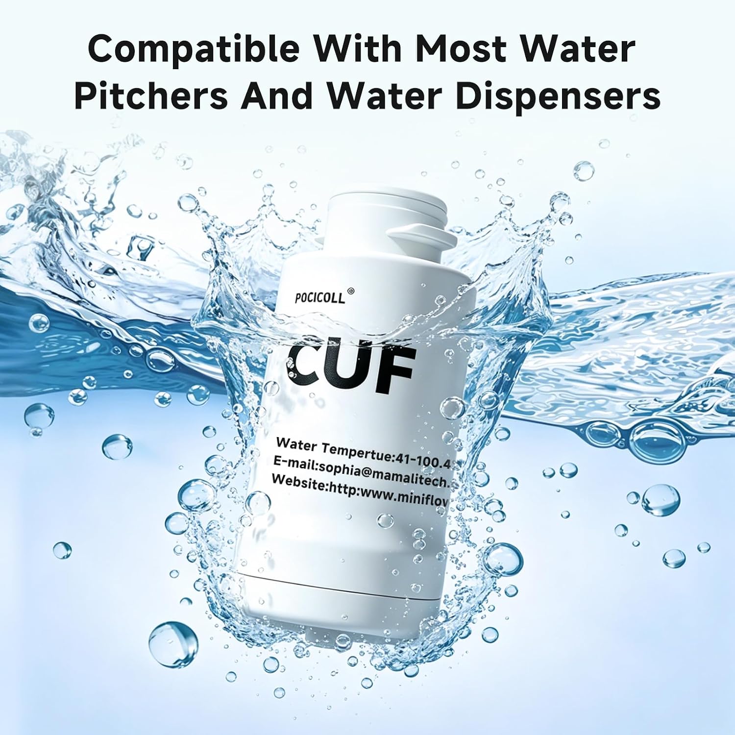 ML1 Replacement Water Filter Cartridge, 2 Pack CUF Replacement Filters for Pocicoll CUF Series Water Filtration Systems, Easy Twist-Lock Installation