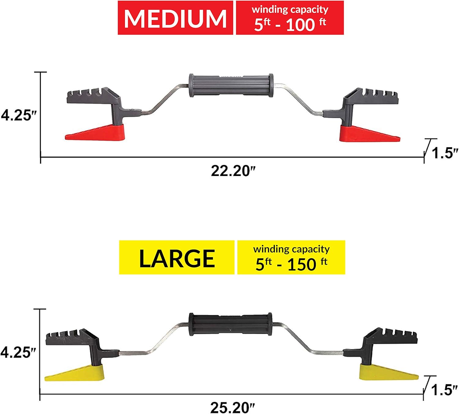 6 Pack 5-150 ft Quick Release Storage Reel Organizer with Handle for Extension Cords, Christmas Lights, Rope